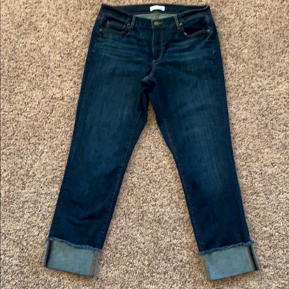 LOFT Curvy Straight Leg Frayed Cuff Jeans